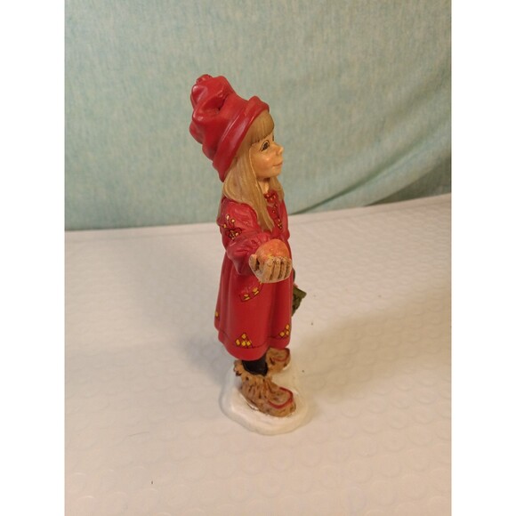 Vtg Norway Candy Design Girl  Figurine Basket of Apples 10” Carl Larsson - Picture 4 of 5